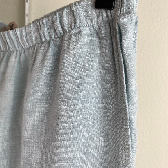 FLAX Linen Crop Pants Size S Robin's Egg Blue Pastel 25" Sustainable Lagenlook - Picture 4 of 11